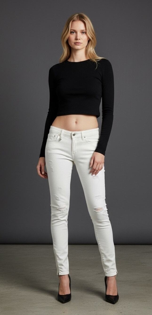 NWT DSquared2 Women’s White Skinny Jeans Distressed Size 44 (10) Zippered Ankle